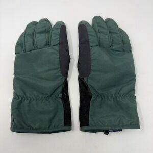 Vintage Polo Sport Ralph Lauren Mens Green Nylon Winter Gloves Fleece Lined L/XL